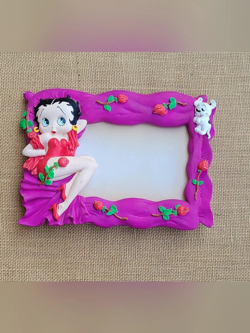 Vintage 2000 Betty Boop in a Bed of Roses with Pudgy 6x4 Picture Frame